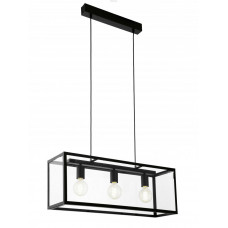 Подвес CHARTERHOUSE, 3x60W (E27), 780х250, сталь, черный/стекло, прозрачный