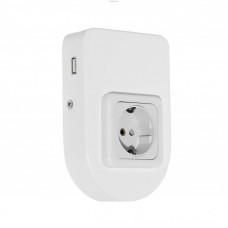 Накладная розетка ТAXANO с USB зарядкой, L 180, сталь, белый, круглый
