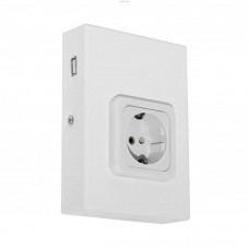 Накладная розетка TAXANO с USB зарядкой, L 180, сталь, белый, прямоугольный